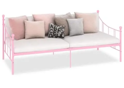 Cadru de pat, roz, 90 x 200 cm, metal - 2/5
