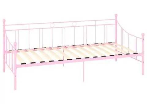 Cadru de pat, roz, 90 x 200 cm, metal - 3/5