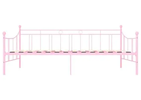 Cadru de pat, roz, 90 x 200 cm, metal - 4/5