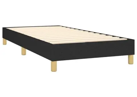 Pat cu arcuri, saltea și LED, negru, 100x200 cm, textil - 5/5