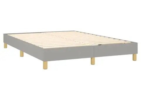 Pat cu arcuri, saltea și LED, gri deschis, 140x190 cm, textil - 5/5