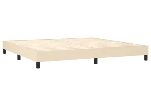 Pat cu arcuri, saltea și LED, crem, 200x200 cm, textil - 5/5