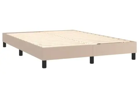 Pat cu arcuri, cu saltea și LED cappuccino 140x190 cm piele eco - 5/5