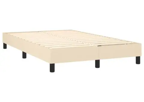 Pat cu arcuri, saltea și LED, crem, 120x200 cm, textil - 5/5