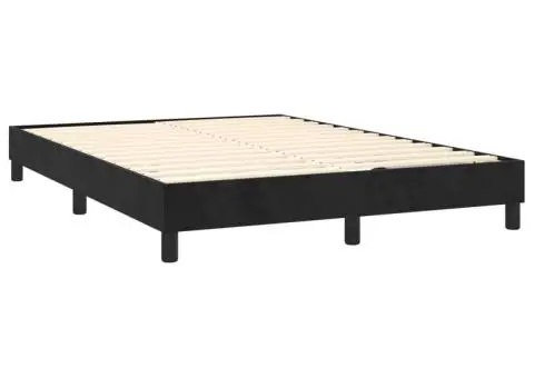 Pat cu arcuri, saltea și LED, negru, 140x200 cm, catifea - 5/5