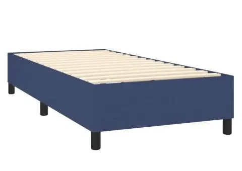 Pat cu arcuri, saltea și LED, albastru, 90x190 cm, textil - 5/5