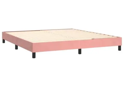 Pat continental cu saltea & LED, roz, 120x200 cm, catifea - 5/5