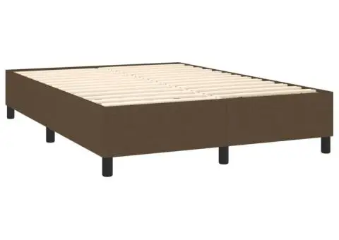 Pat cu arcuri, saltea și LED, maro închis, 140x190 cm, textil - 5/5