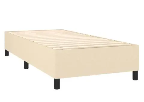 Pat cu arcuri, saltea și LED, crem, 90x190 cm, textil - 5/5