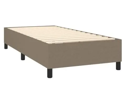 Pat cu arcuri, saltea și LED, gri taupe, 90x200 cm, textil - 5/5