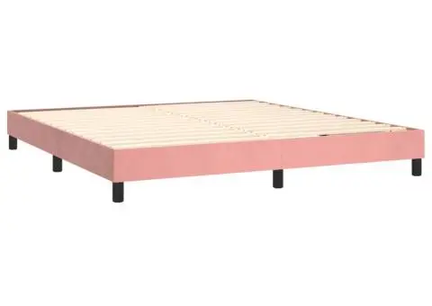 Pat continental cu saltea & LED, roz, 180x200 cm, catifea - 5/5