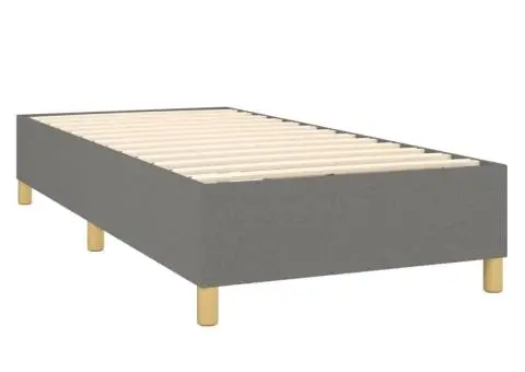 Pat cu arcuri, saltea și LED, gri închis, 90x200 cm, textil - 5/5