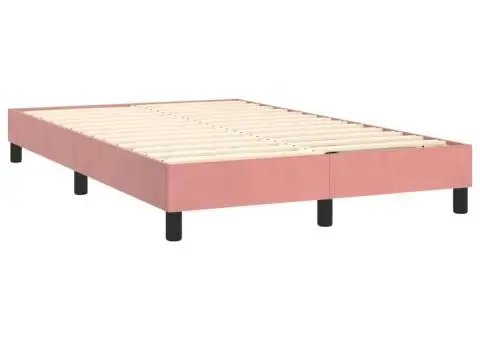 Pat continental cu saltea & LED, roz, 120x200 cm, catifea - 5/5