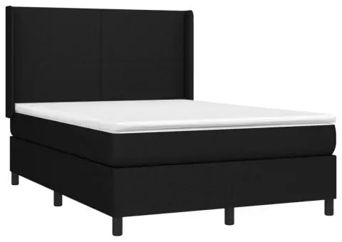 Pat cu arcuri, saltea și LED, negru, 140x200 cm, textil - 4/5