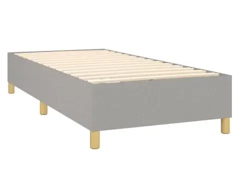 Pat cu arcuri, saltea și LED, gri deschis, 100x200 cm, textil - 5/5