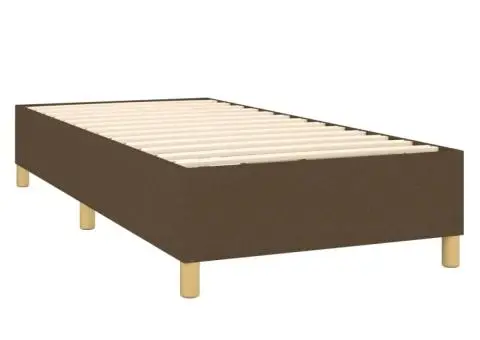 Pat cu arcuri, saltea și LED, maro închis, 80x200 cm, textil - 5/5