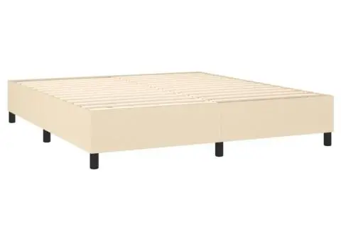 Pat cu arcuri, saltea și LED, crem, 180x200 cm, textil - 5/5