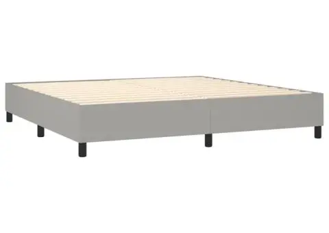 Pat cu arcuri, saltea și LED, gri deschis, 200x200 cm, textil - 5/5