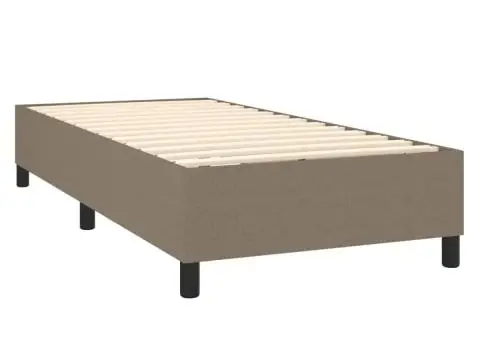 Pat cu arcuri, saltea și LED, gri taupe, 90x190 cm, textil - 5/5