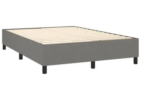 Pat cu arcuri, saltea și LED, gri închis, 140x200 cm, textil - 5/5