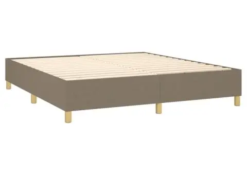 Pat cu arcuri, saltea și LED, gri taupe, 180x200 cm, textil - 5/5