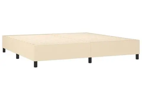 Pat cu arcuri, saltea și LED, crem, 200x200 cm, textil - 5/5