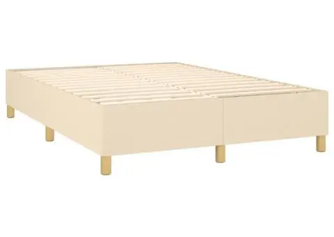 Pat cu arcuri, saltea și LED, crem, 140x190 cm, textil - 5/5