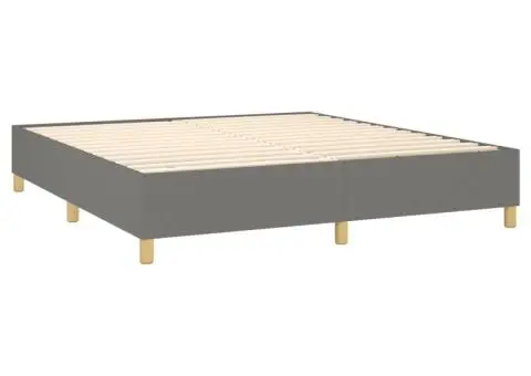 Pat cu arcuri, saltea și LED, gri închis, 160x200 cm, textil - 5/5