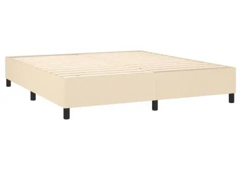 Pat cu arcuri, saltea și LED, crem, 180x200 cm, textil - 5/5