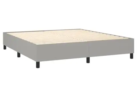 Pat cu arcuri, saltea și LED, gri deschis, 180x200 cm, textil - 5/5