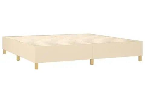 Pat cu arcuri, saltea și LED, crem, 200x200 cm, textil - 5/5