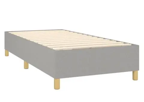 Pat cu arcuri, saltea și LED, gri deschis, 90x200 cm, textil - 5/5