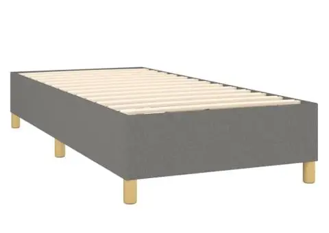 Pat cu arcuri, saltea și LED, gri închis, 80x200 cm, textil - 5/5