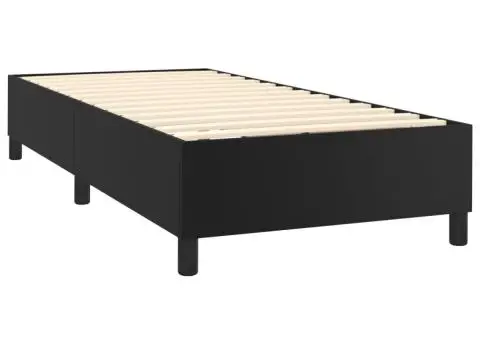 Pat cu arcuri, saltea și LED, negru, 90x190 cm, piele ecologică - 5/5