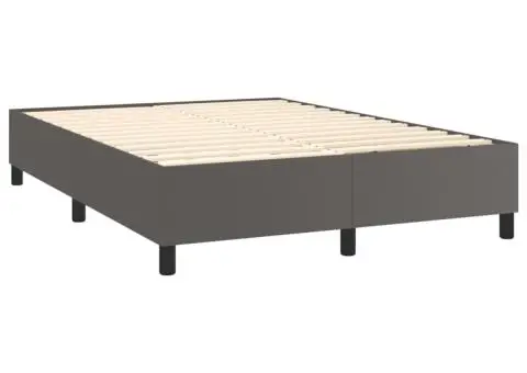 Pat cu arcuri, cu saltea & LED, gri, 140x190 cm, piele eco - 5/5