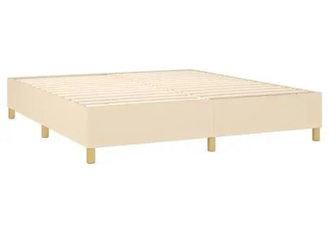 Pat cu arcuri, saltea și LED, crem, 180x200 cm, textil - 5/5