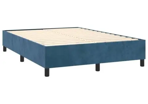 Pat cu arcuri, saltea și LED, bleumarin, 140x190 cm, catifea - 5/5