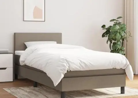 Pat box spring cu saltea, gri taupe, 80x200 cm, textil - 1/5