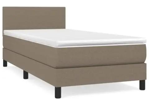 Pat box spring cu saltea, gri taupe, 80x200 cm, textil - 2/5