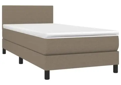 Pat box spring cu saltea, gri taupe, 80x200 cm, textil - 3/5