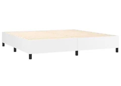 Pat cu arcuri, cu saltea și LED, alb, 200x200 cm, piele eco - 5/5