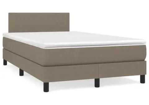 Pat box spring cu saltea, gri taupe, 120x200 cm, textil - 2/5