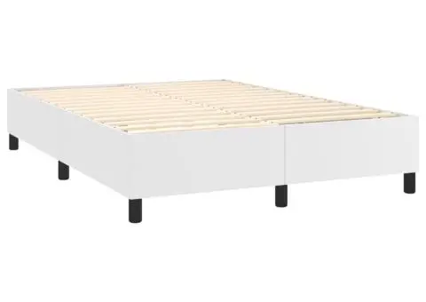 Pat box spring cu saltea, alb, 140x190 cm, piele ecologică - 5/5