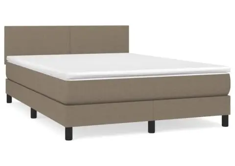 Pat box spring cu saltea, gri taupe, 140x200 cm, textil - 2/5