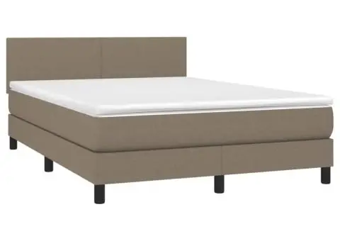 Pat box spring cu saltea, gri taupe, 140x200 cm, textil - 3/5