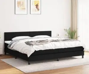 vidaXL Pat box spring cu saltea, negru, 200x200 cm, textil