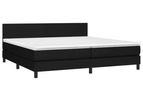 Pat box spring cu saltea, negru, 200x200 cm, textil - 3/5