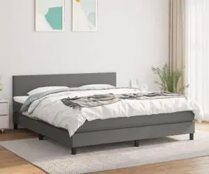vidaXL Pat box spring cu saltea, gri închis, 180x200 cm, textil