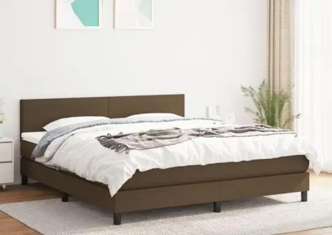 Pat continental cu saltea maro închis 180x200cm material textil - 1/5