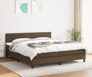 vidaXL Pat continental cu saltea maro închis 180x200cm material textil